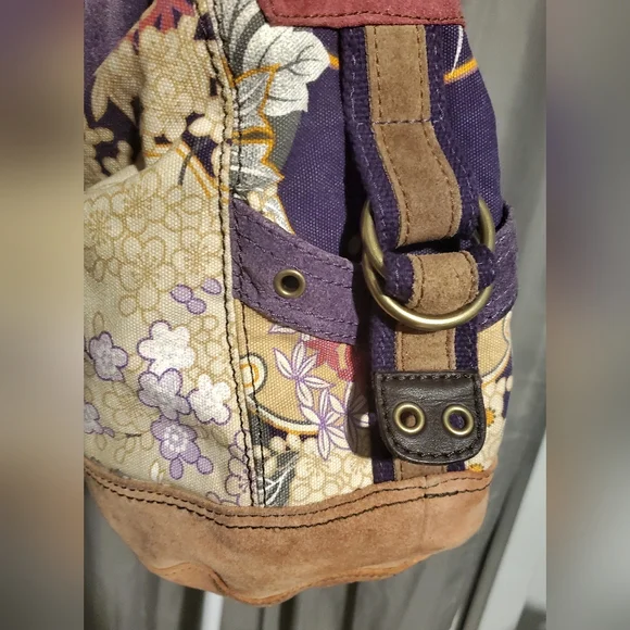 LUCKY Floral Canvas Suede Tote Bag - Picture 11 of 15